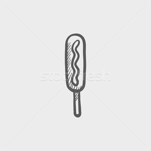 хот-дог Stick эскиз икона веб мобильных Сток-фото © RAStudio
