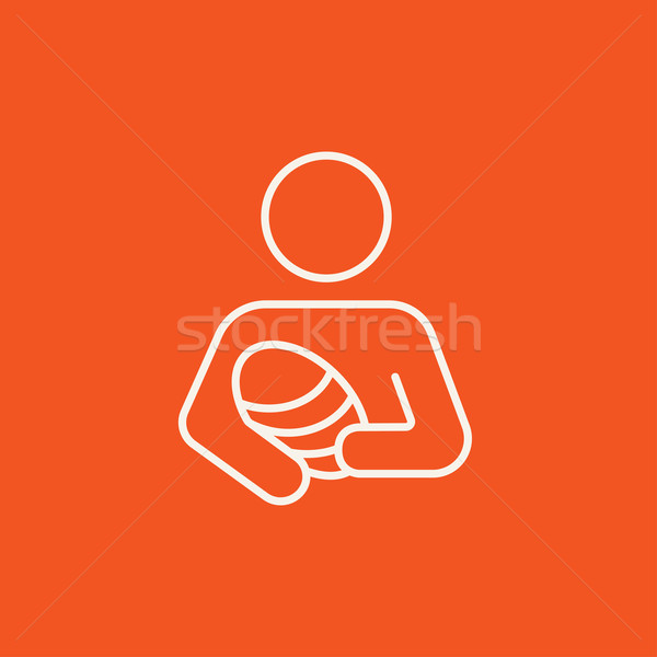 Woman holding baby line icon. Stock photo © RAStudio
