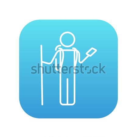 Tourist backpacker with phone line icon. Stock photo © RAStudio