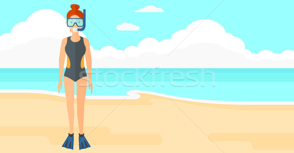 Zdjęcia stock: Kobieta · pływanie · wyposażenie · stałego · strój · kąpielowy · maska