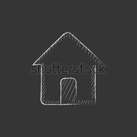 Stockfoto: Huis · krijt · icon · vector