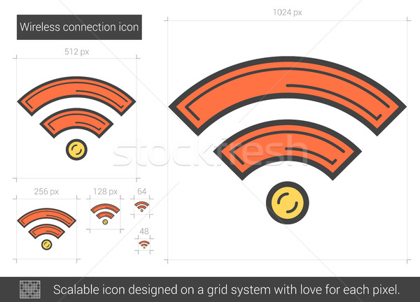 Foto d'archivio: Wireless · connessione · line · icona · vettore · isolato