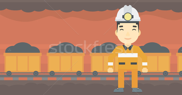 Confident miner in hardhat vector illustration. Stock photo © RAStudio