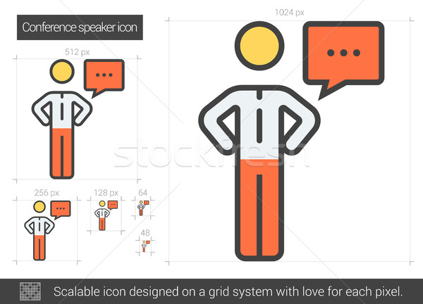 конференции оратора линия икона вектора изолированный Сток-фото © RAStudio