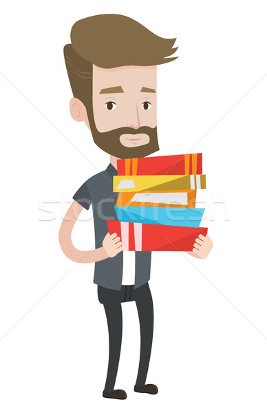 Man holding pile of books vector illustration. Stock photo © RAStudio