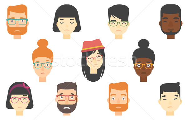 Set of human faces expressing different emotions. Stock photo © RAStudio