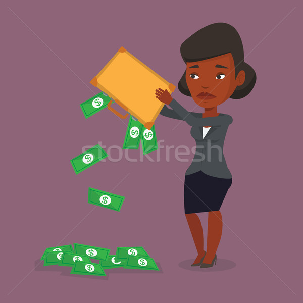 Foto stock: Fuera · dinero · maletín · deprimido · mujer · de · negocios