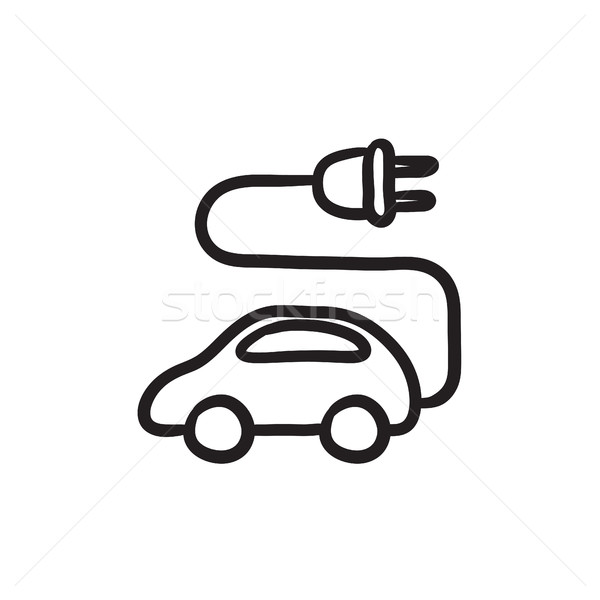 Carro elétrico esboço ícone vetor isolado Foto stock © RAStudio