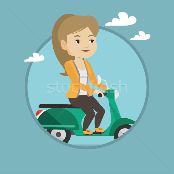 Woman riding scooter vector illustration. Stock photo © RAStudio