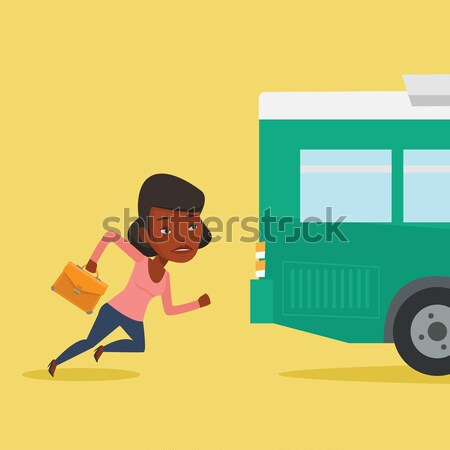 Latecomer woman running for the bus. Stock photo © RAStudio