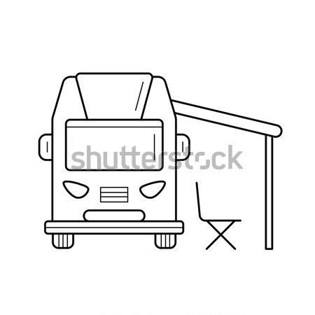 Motorhome with tent line icon. Stock photo © RAStudio