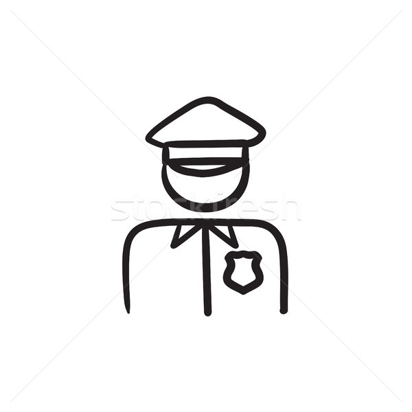 Policjant szkic ikona wektora odizolowany Zdjęcia stock © RAStudio
