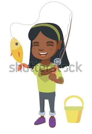 African girl watering plant with a watering can. Stock photo © RAStudio