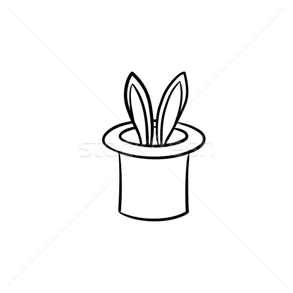 Magician hat with rabbit hand drawn sketch icon. Stock photo © RAStudio