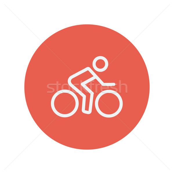 Sport bike and rider thin line icon Stock photo © RAStudio