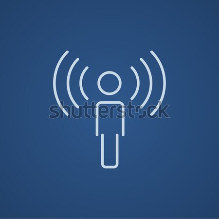 Man with soundwaves line icon. Stock photo © RAStudio