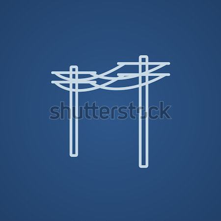 Hoogspanning lijn icon web mobiele Stockfoto © RAStudio