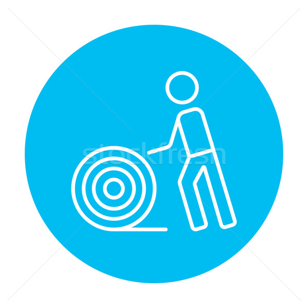 Stock photo: Man with wire spool line icon.