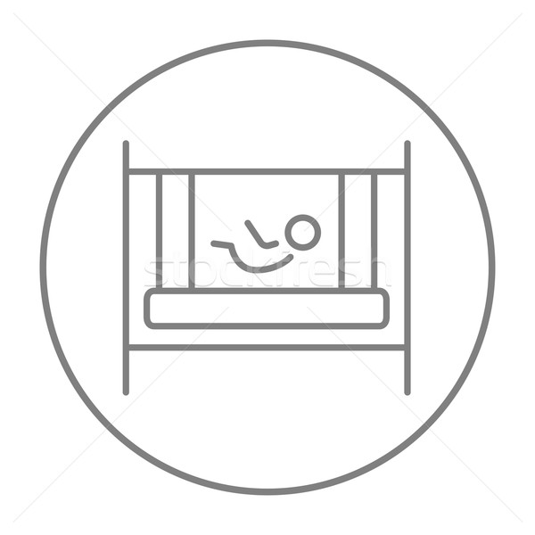 Baby laying in crib line icon. Stock photo © RAStudio