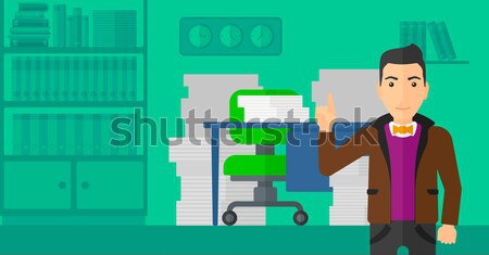 üzletember mutat felfelé mutatóujj férfi iroda Stock fotó © RAStudio