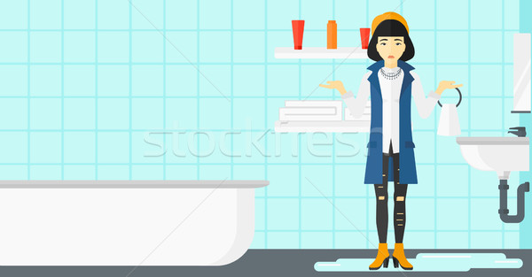 Femme désespoir permanent évier asian salle de bain Photo stock © RAStudio