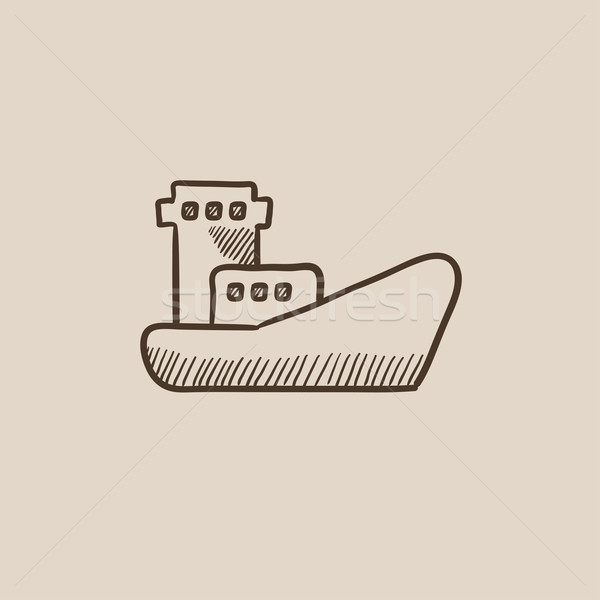 Vracht containerschip schets icon web mobiele Stockfoto © RAStudio