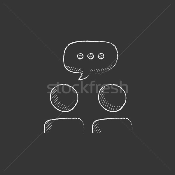 People with speech square above their heads. Drawn in chalk icon. Stock photo © RAStudio