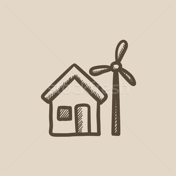 House with windmill sketch icon. Stock photo © RAStudio