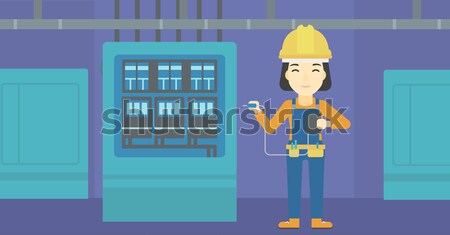 Stock photo: Electrician with electrical equipment.
