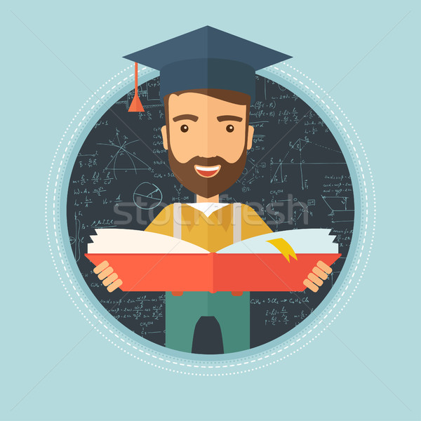 Graduate with book in hands vector illustration. Stock photo © RAStudio