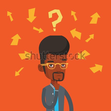 Stock photo: Young businessman thinking vector illustration.