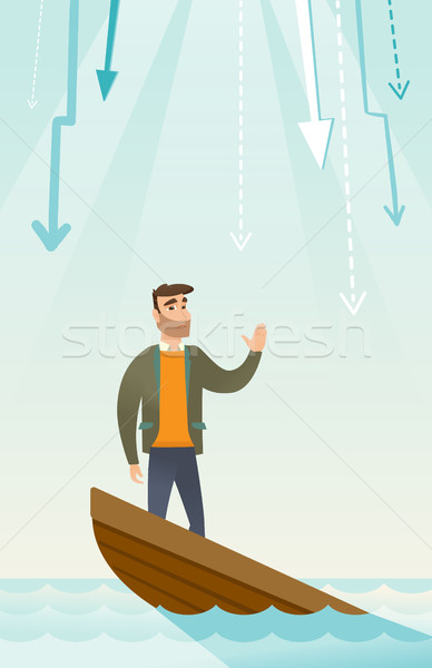 Business woman standing in sinking boat. Stock photo © RAStudio