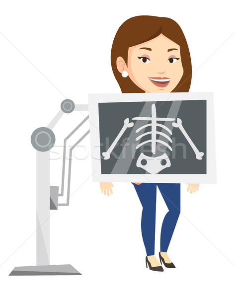 Patiënt x ray procedure jonge kaukasisch vrouw Stockfoto © RAStudio