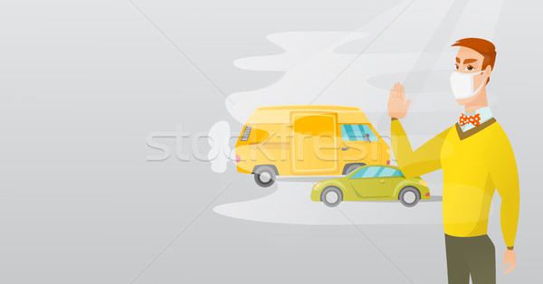 Levegő szennyezés jármű kipufogó férfi áll Stock fotó © RAStudio