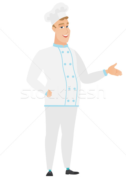 Chef cook with arm out in a welcoming gesture. Stock photo © RAStudio