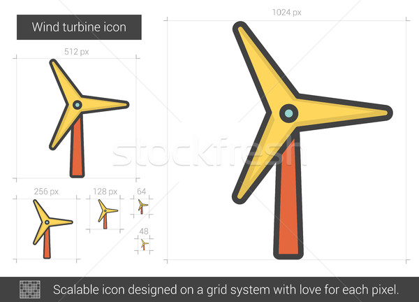 Foto stock: Turbina · eólica · linha · ícone · vetor · isolado · branco