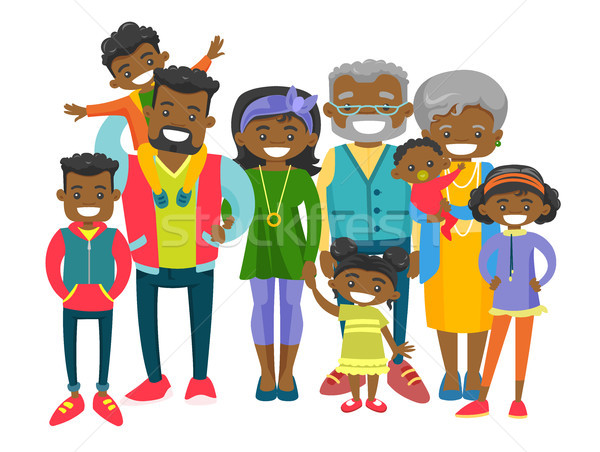 Heureux Famille Africaine Souriant Vieux Grands Parents Illustration Vectorielle C Rastudio Stockfresh