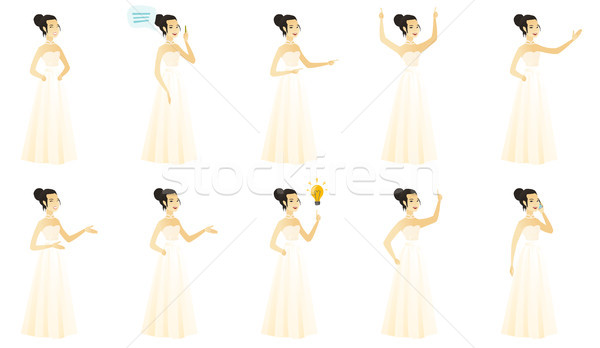 Vector set of illustrations with bride character. Stock photo © RAStudio