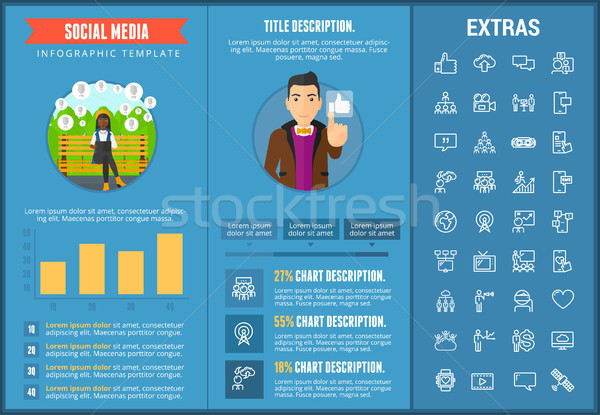 Közösségi média infografika sablon elemek ikonok testreszabható Stock fotó © RAStudio