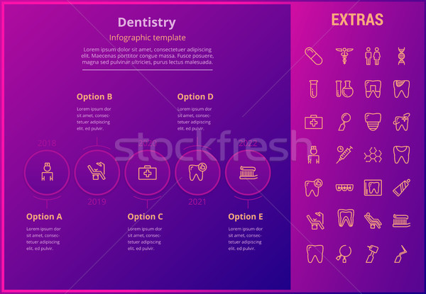 Fogászat infografika sablon elemek ikonok lehetőségek Stock fotó © RAStudio