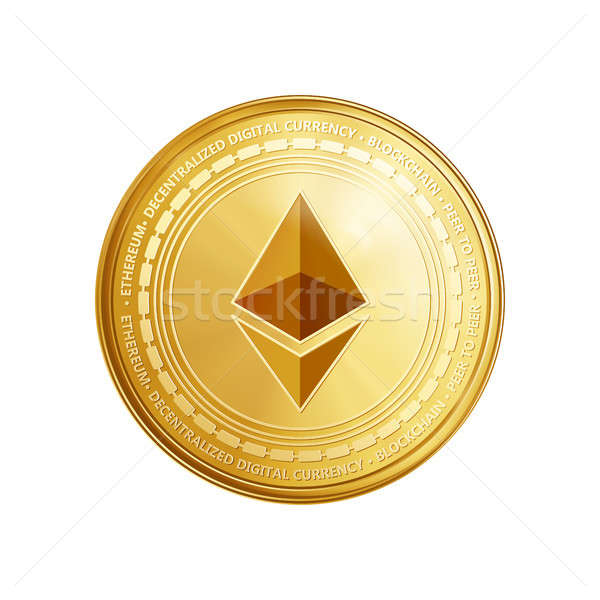 Golden ethereum blockchain coin symbol. Stock photo © RAStudio