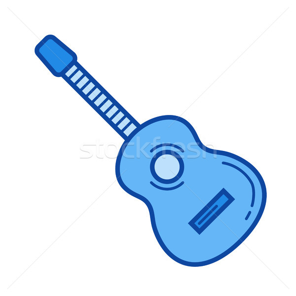 Stockfoto: Akoestische · gitaar · lijn · icon · vector · geïsoleerd · witte