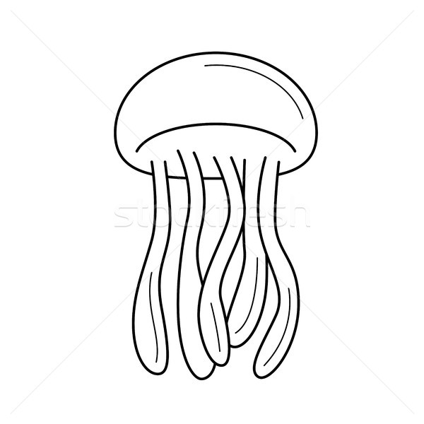 медуз линия икона изолированный белый Сток-фото © RAStudio