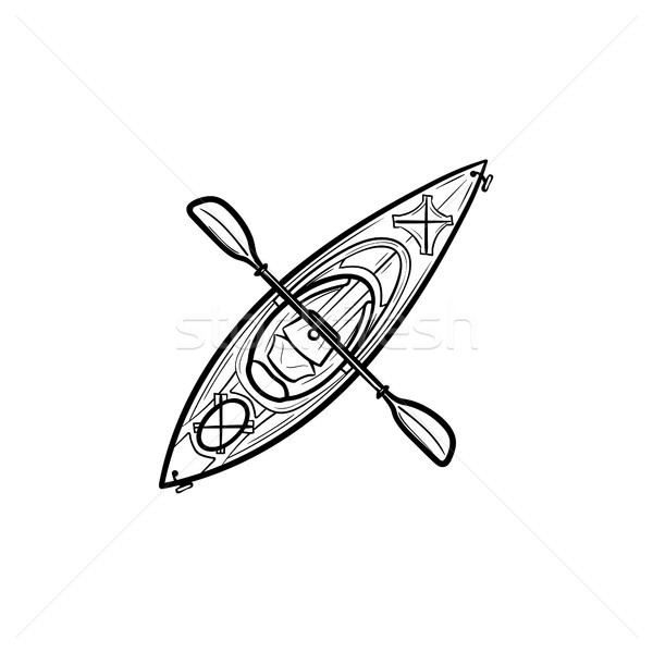 Kayak with paddle hand drawn sketch icon. Stock photo © RAStudio