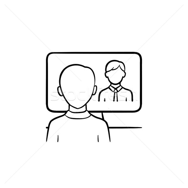 Man in the office hand drawn sketch icon. Stock photo © RAStudio