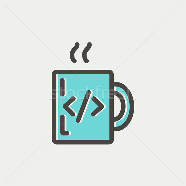 кружка горячей кофе тонкий линия икона Сток-фото © RAStudio