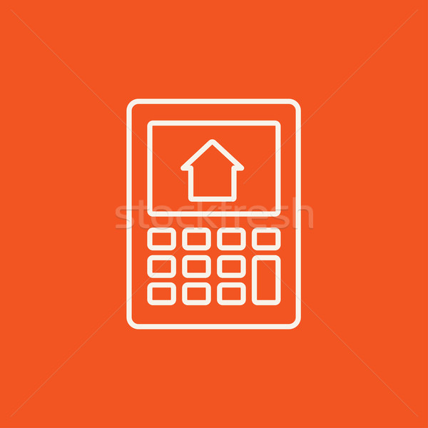 Calculator with house on display line icon. Stock photo © RAStudio