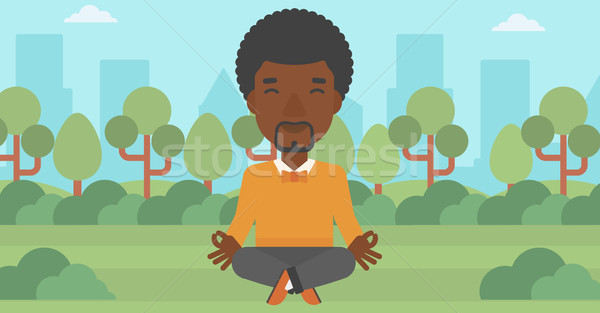 Empresario meditando loto plantean parque vector Foto stock © RAStudio