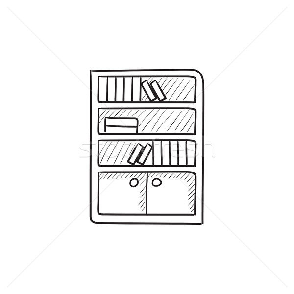 Könyvszekrény rajz ikon vektor izolált kézzel rajzolt Stock fotó © RAStudio