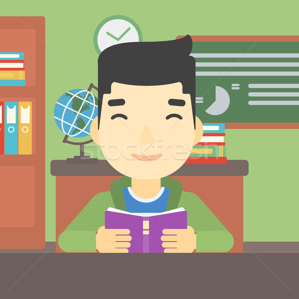 Stockfoto: Student · lezing · boek · asian · examen · studeren